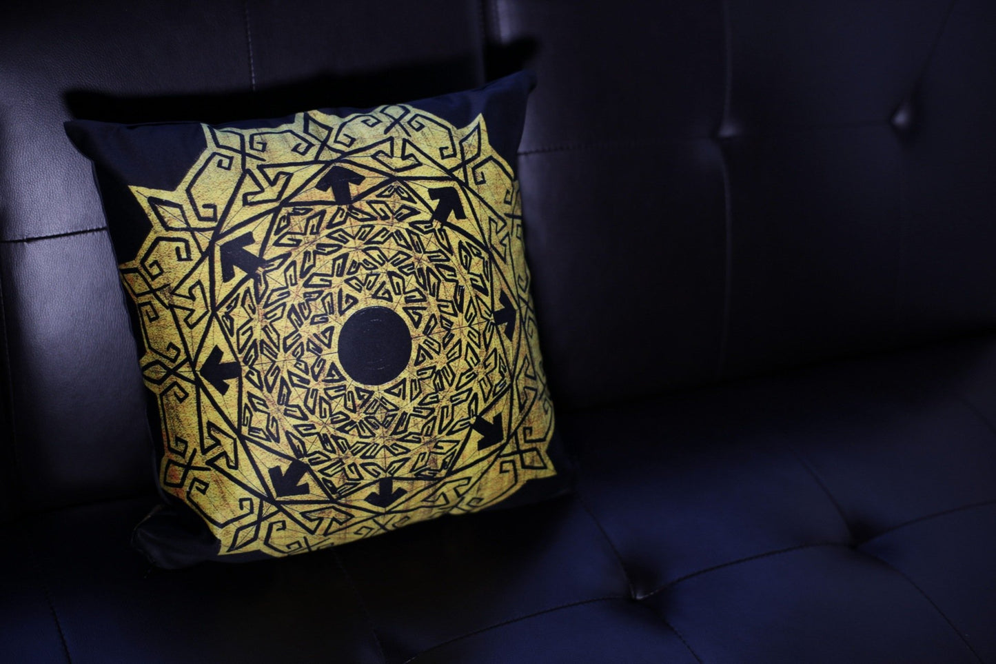 Golden Galaxy Mandala meditation pillow