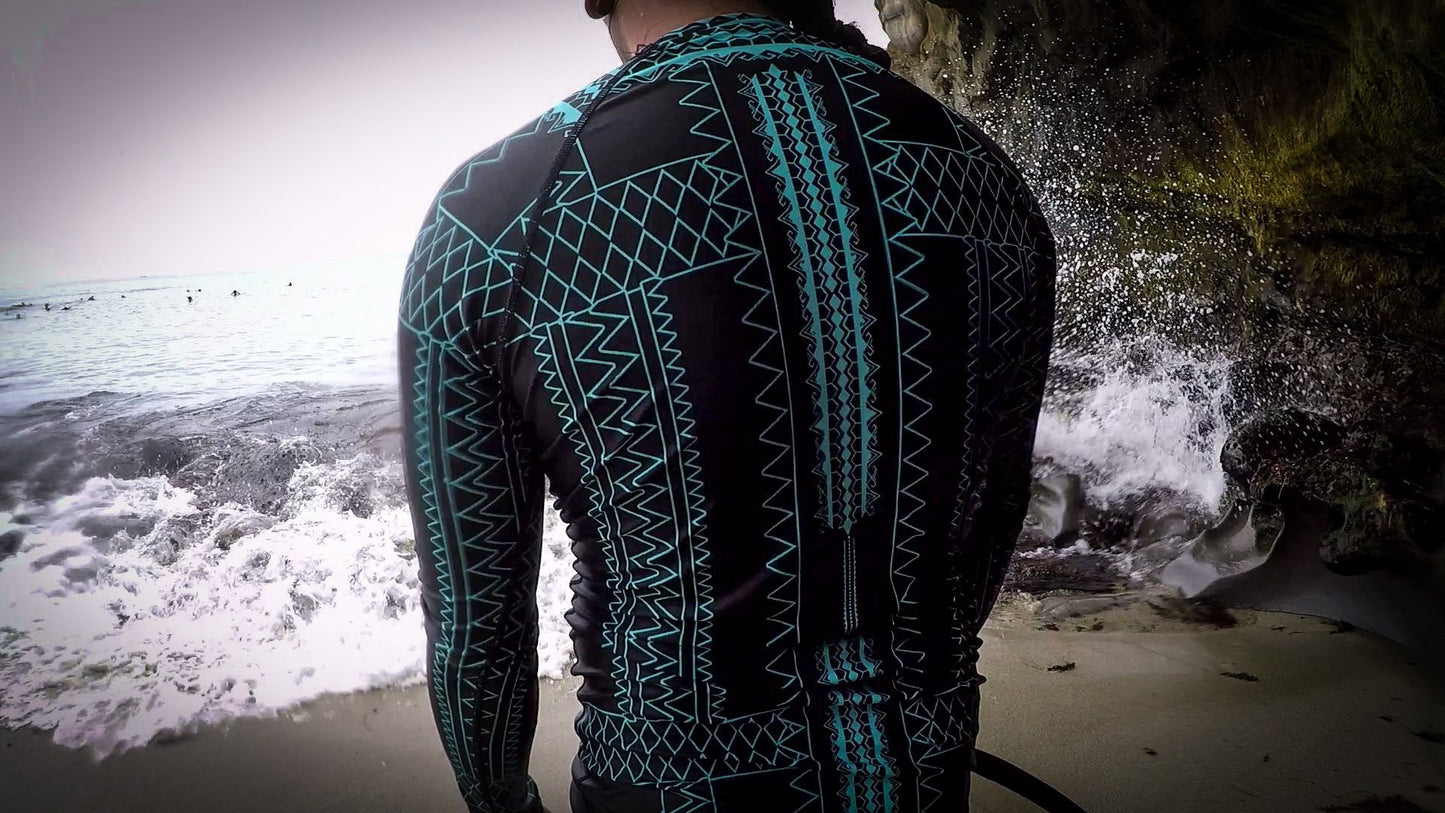 Pintados long sleeve Rash Guard Black and Teal "Masculine Size"