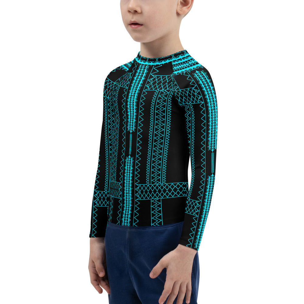 Pintados long sleeve Rash Guard Black and Teal "Kids Size"