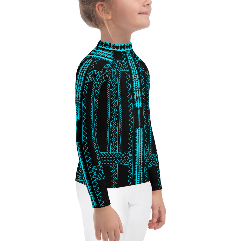 Pintados long sleeve Rash Guard Black and Teal "Kids Size"