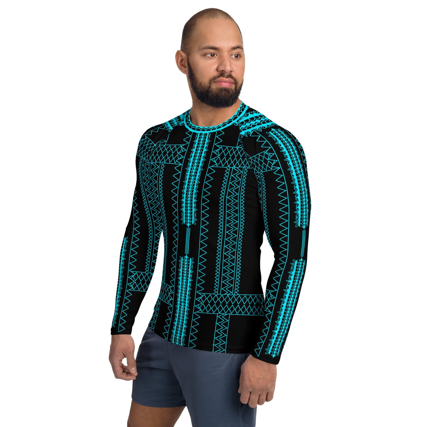 Pintados long sleeve Rash Guard Black and Teal "Masculine Size"