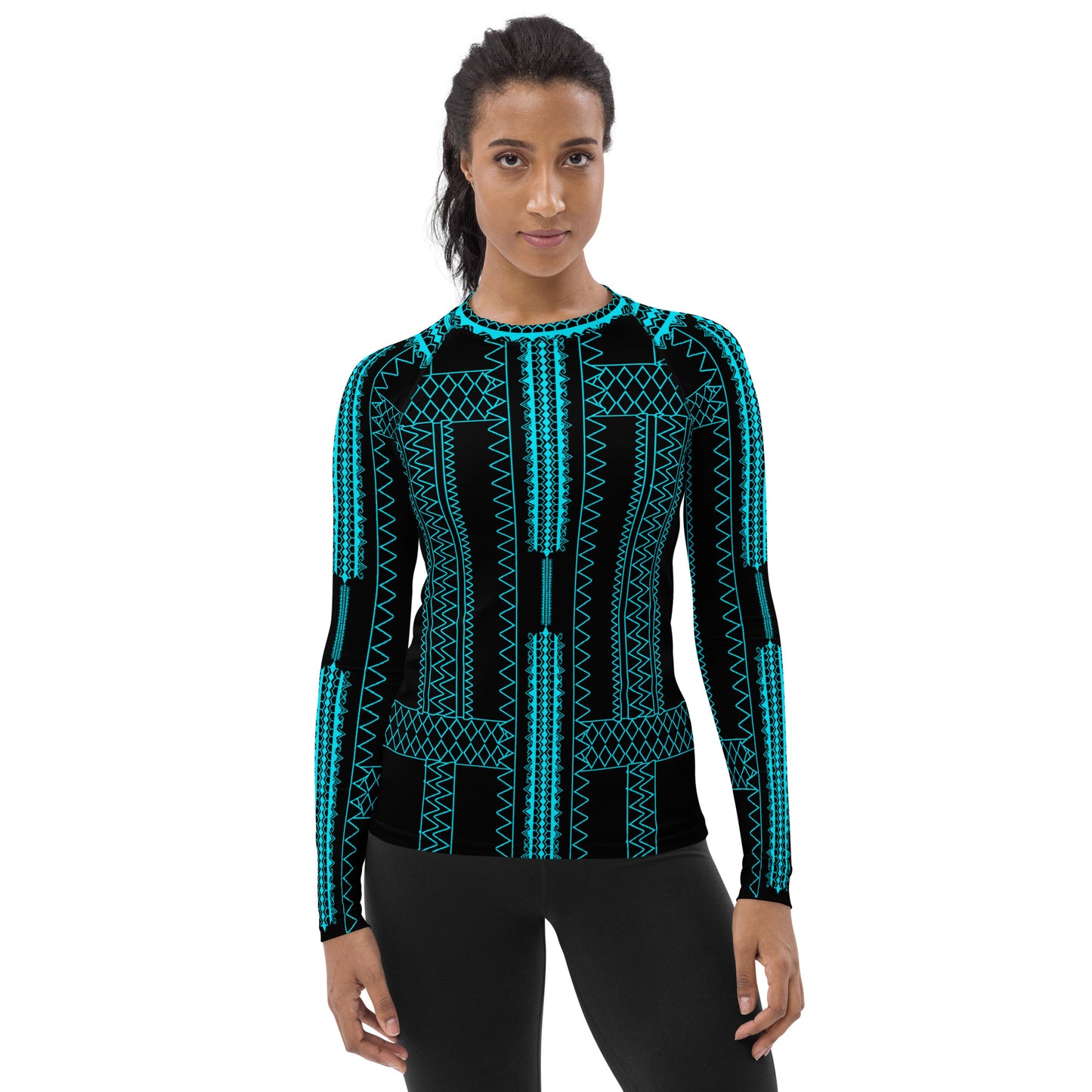 Pintados long sleeve Rash Guard Black and Teal "Feminine Size"