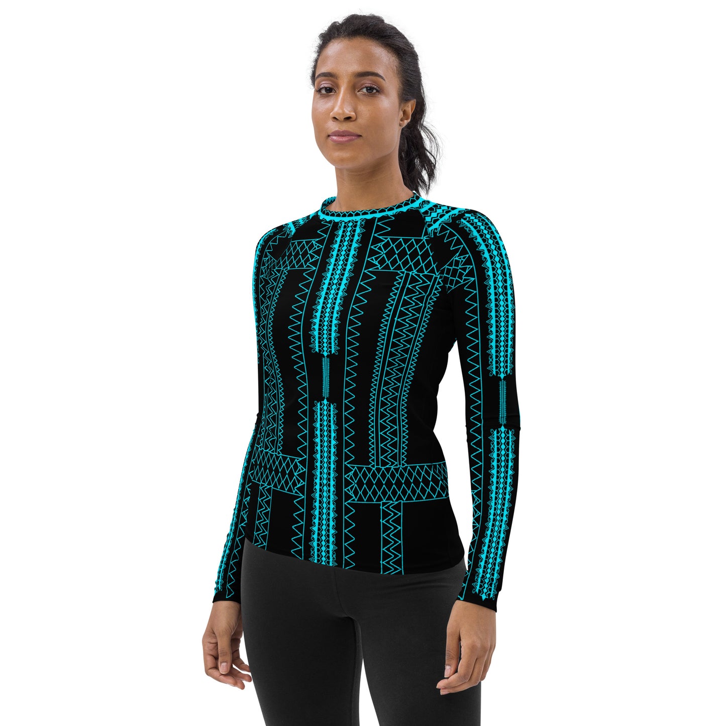 Pintados long sleeve Rash Guard Black and Teal "Feminine Size"