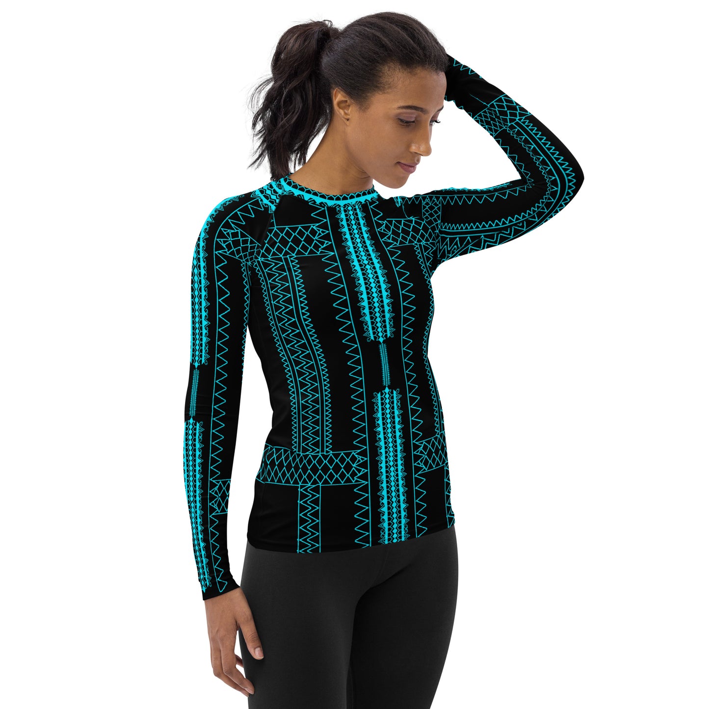 Pintados long sleeve Rash Guard Black and Teal "Feminine Size"