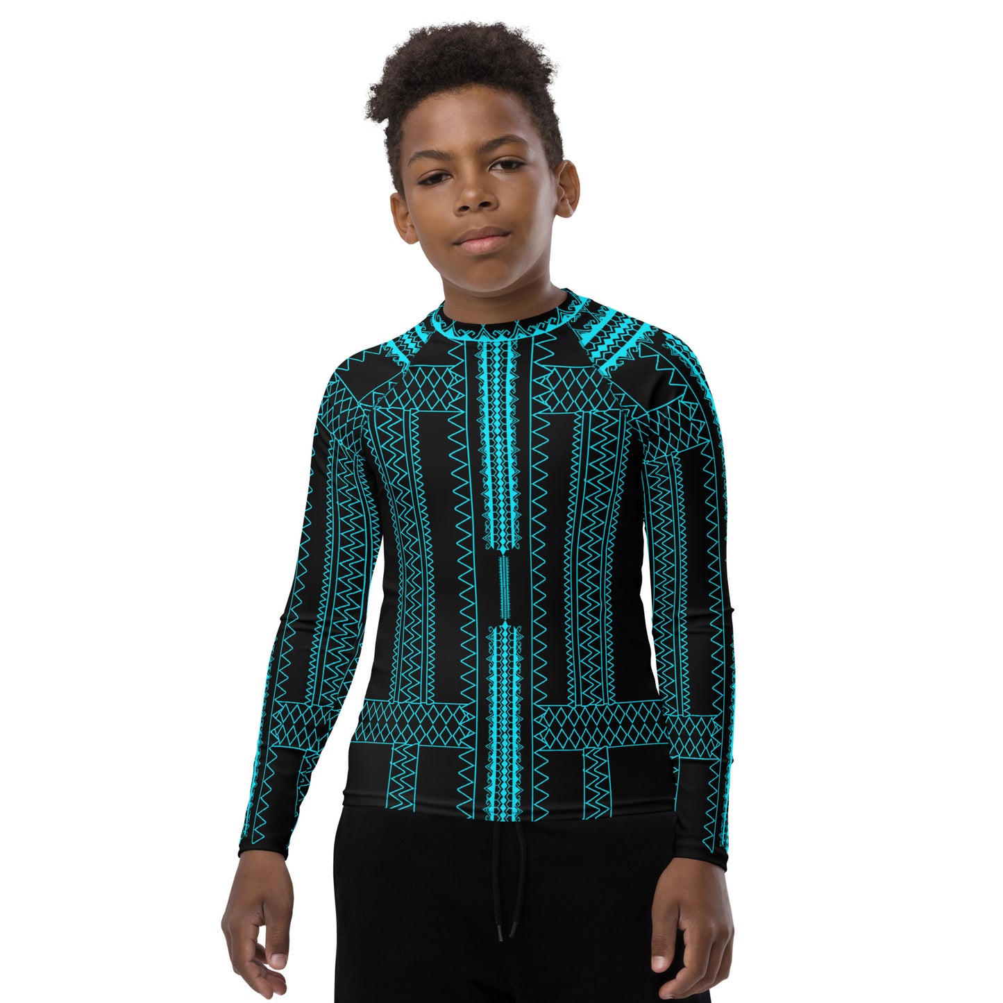 Pintados long sleeve Rash Guard Black and Teal "Youth Size"