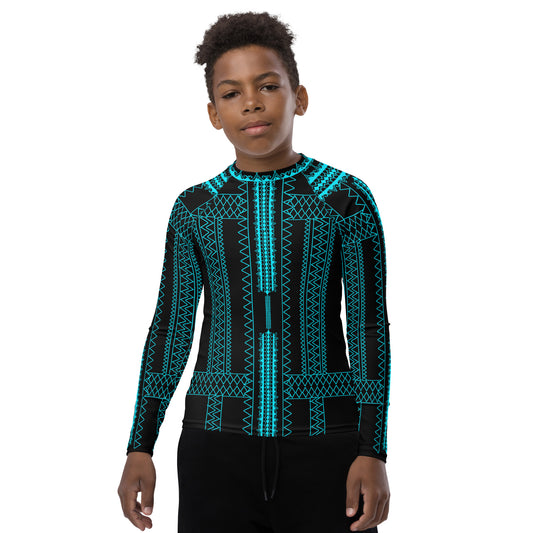 Pintados long sleeve Rash Guard Black and Teal "Youth Size"