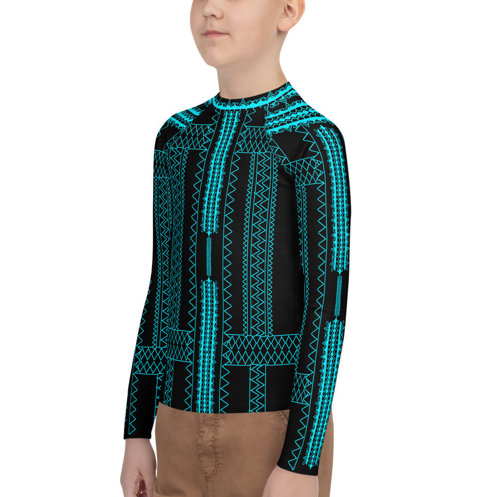 Pintados long sleeve Rash Guard Black and Teal "Youth Size"