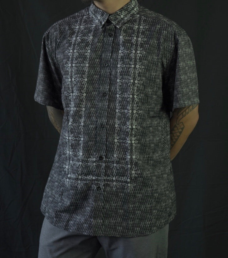 Ivory Polo Barong GREY SNAKE SKIN Shirt