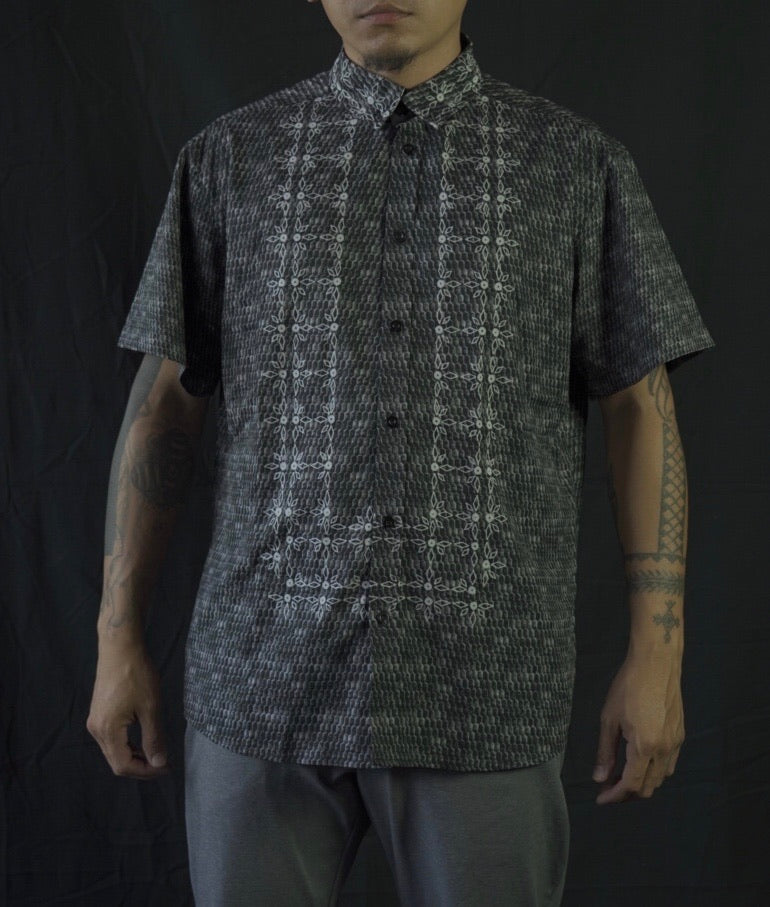 Ivory Polo Barong GREY SNAKE SKIN Shirt