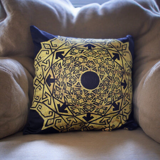 Golden Galaxy Mandala meditation pillow